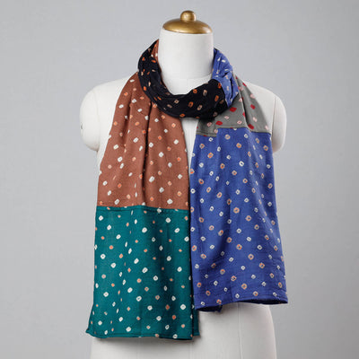 Bandhani Tie-Dye Patchwork Multicolor Mul Cotton Stole