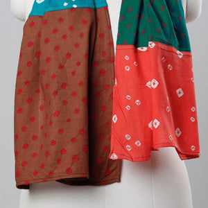 Bandhani Tie-Dye Patchwork Multicolor Mul Cotton Stole