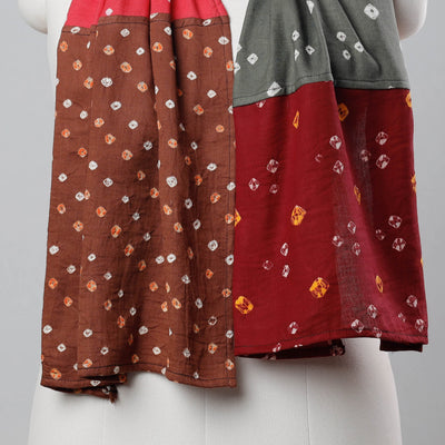 Bandhani Tie-Dye Patchwork Multicolor Mul Cotton Stole