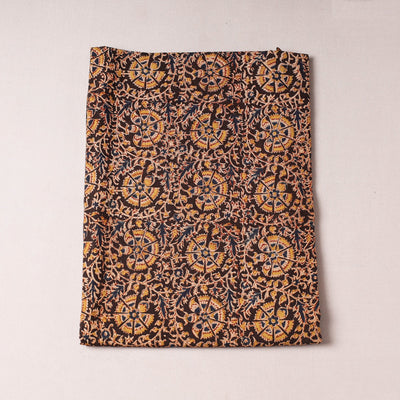 Brown - Kalamkari Block Printing Cotton Precut Fabric (1.6 meter)