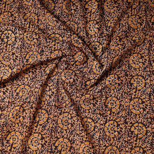 Brown - Kalamkari Block Printing Cotton Precut Fabric (1.6 meter)