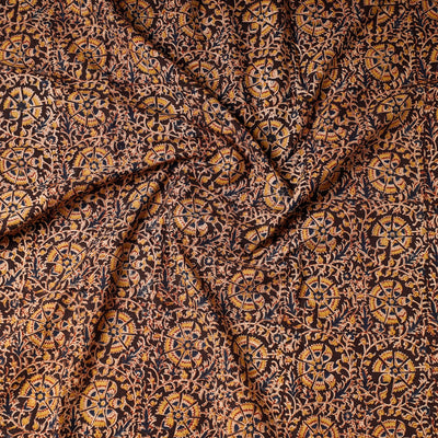 Brown - Kalamkari Block Printing Cotton Precut Fabric (1.6 meter)