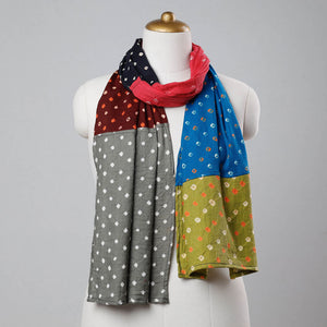Bandhani Tie-Dye Patchwork Multicolor Mul Cotton Stole