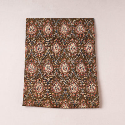 Brown - Kalamkari Block Printed Cotton Precut Fabric (0.9 meter)