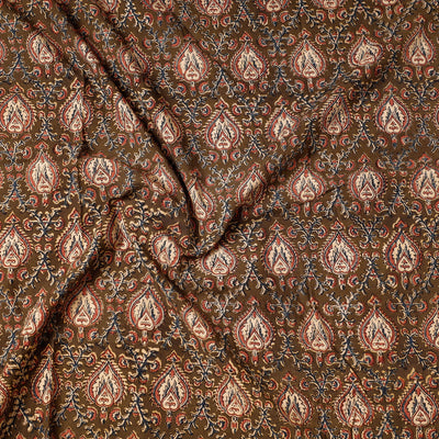 Brown - Kalamkari Block Printed Cotton Precut Fabric (0.9 meter)