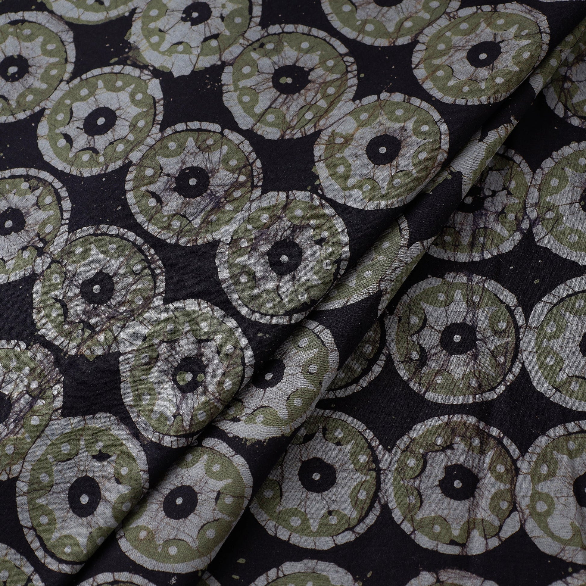 Black - Hand Printed Cotton Batik Fabric