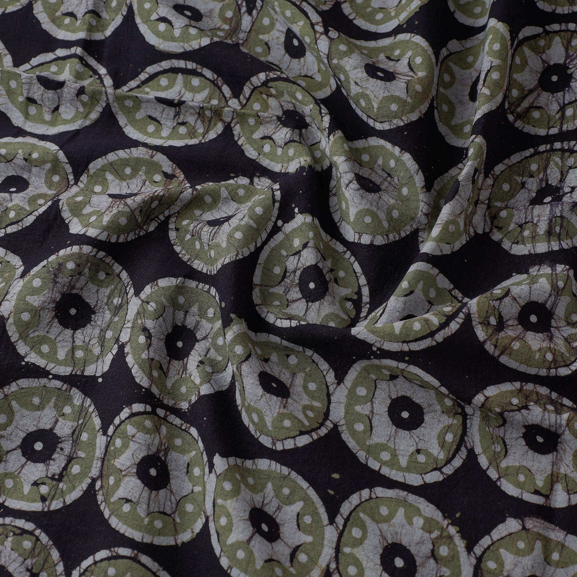 Black - Hand Printed Cotton Batik Fabric