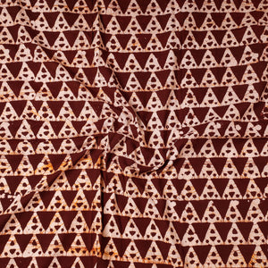 Brown - Hand Batik Print Cotton Precut Fabric - (1 meter)