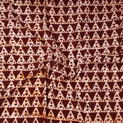 Brown - Hand Batik Print Cotton Precut Fabric - (1 meter)