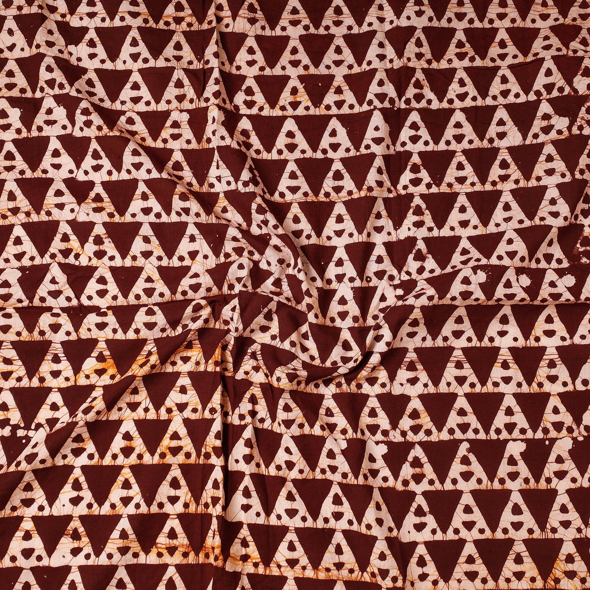 Brown - Hand Batik Print Cotton Precut Fabric - (1 meter)