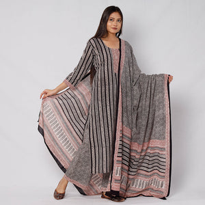 Black - Bagh Block Printed Cotton Kurta with Palazzo & Dupatta Set 15
