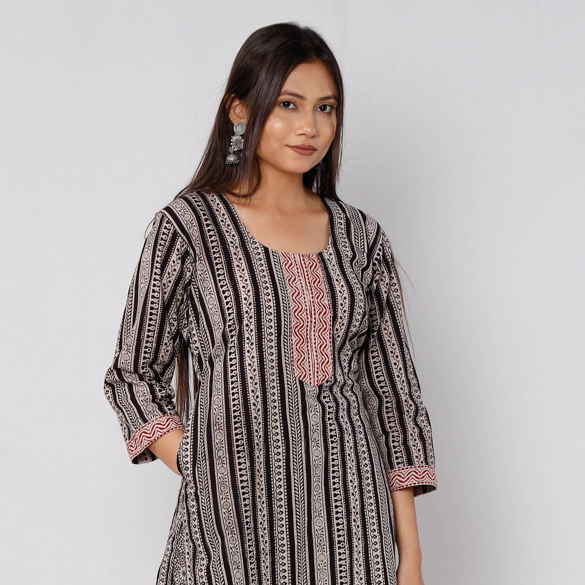 Black - Bagh Block Printed Cotton Kurta with Palazzo & Dupatta Set 15