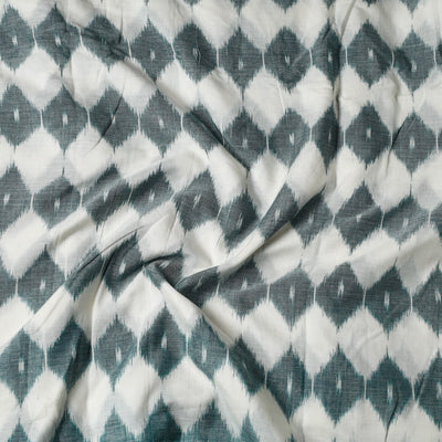 Green - Maniabandha Ikat Weave Handloom Cotton Fabric