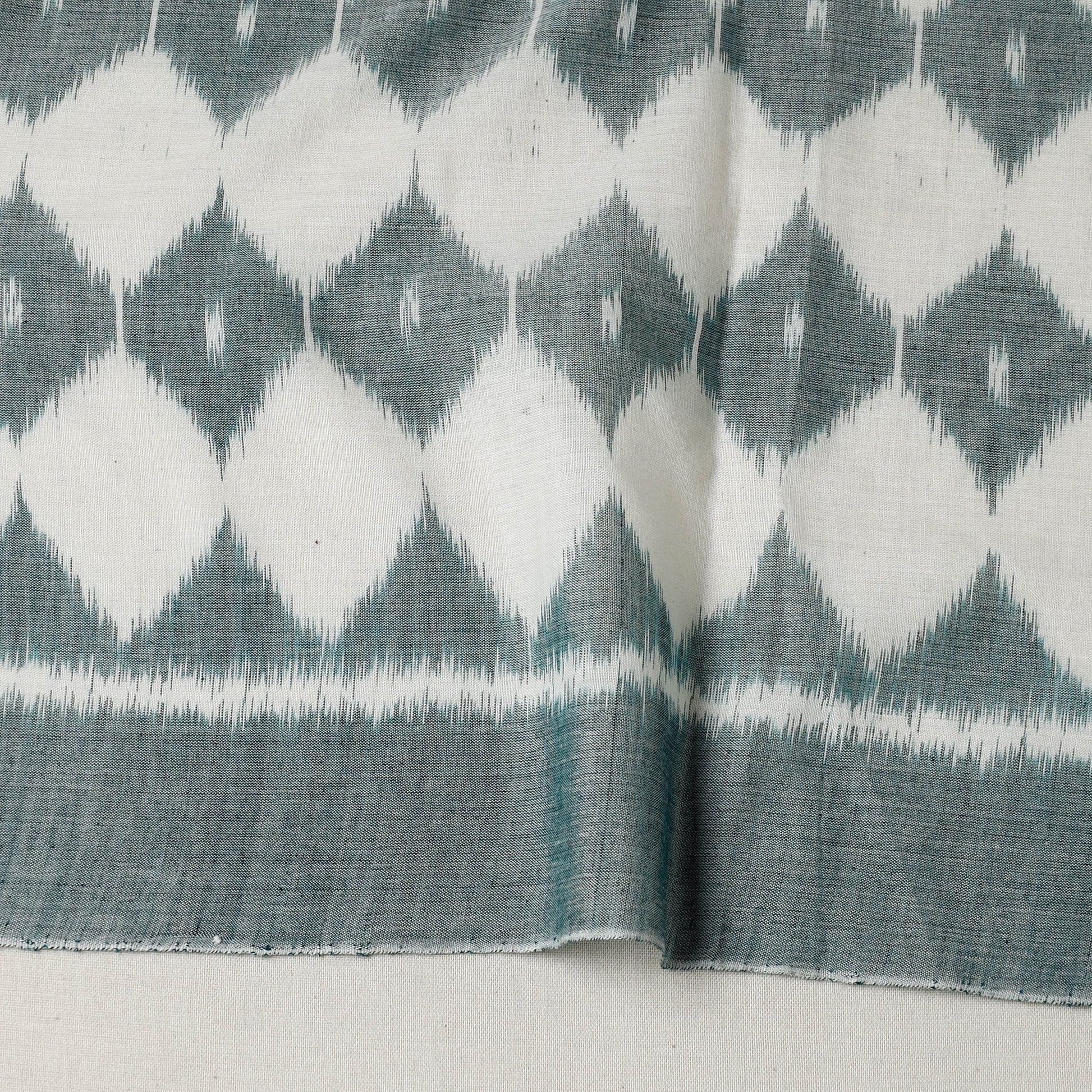Green - Maniabandha Ikat Weave Handloom Cotton Fabric