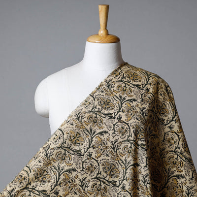 Beige - Pedana Kalamkari Block Printed Cotton Fabric 04