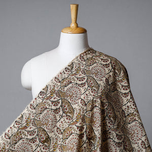 Beige - Pedana Kalamkari Hand Block Printed Cotton Fabric