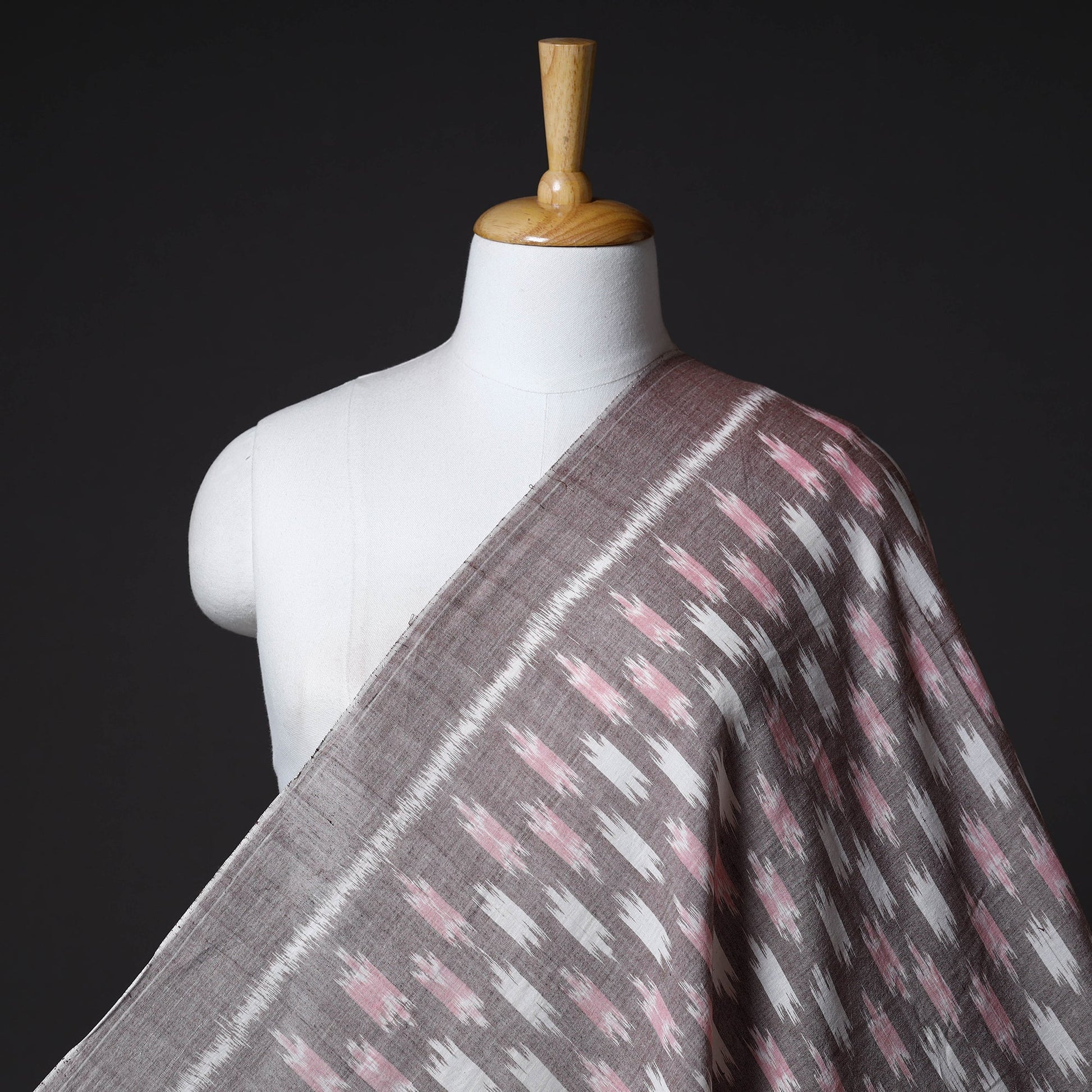 Brown - Maniabandha Ikat Weave Handloom Cotton Fabric