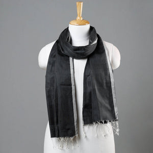 Black - Traditional Maheshwari Silk Handloom Stole