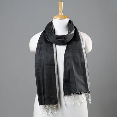 Black - Traditional Maheshwari Silk Handloom Stole