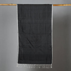 Black - Traditional Maheshwari Silk Handloom Stole