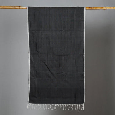 Black - Traditional Maheshwari Silk Handloom Stole