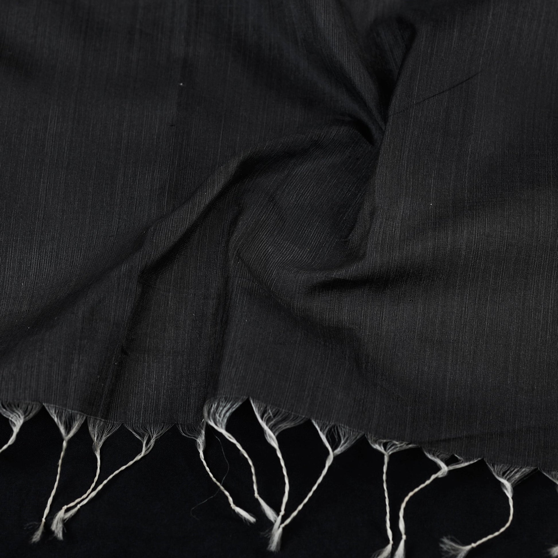 Black - Traditional Maheshwari Silk Handloom Stole