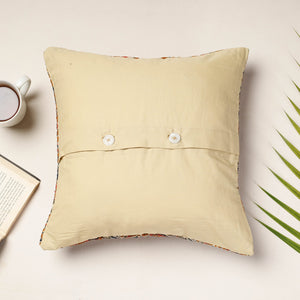 Beige - Applique Quilted Cotton Cushion Cover (16 x 16 in)