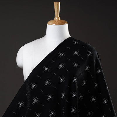 Black - Handloom Cotton Pochampally Double Ikat Fabric 04