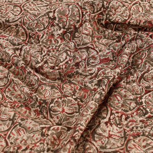 Brown - Kalamkari Block Printed Cotton Double Bed Cover with Pillow Covers (108 x 90 in)