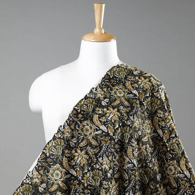 Black - Kalamkari Bagru Block Print Cotton Fabric