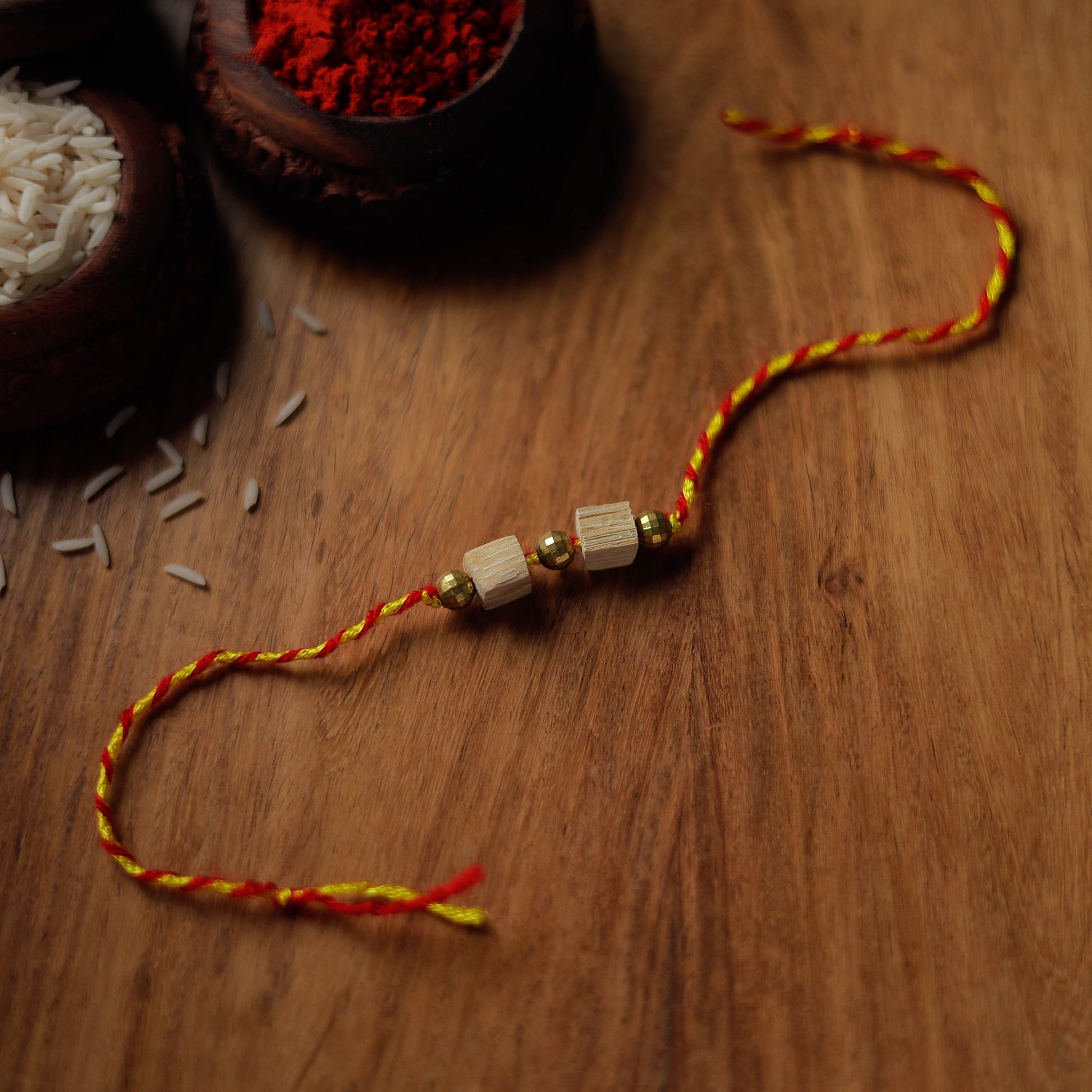 2 Squares - Handmade Bamboo Craft Beadwork Rakhi by Baansuli 23