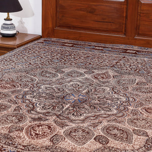 Brown - Kalamkari Block Printed Cotton Single Bed Cover (90 x 60 in)