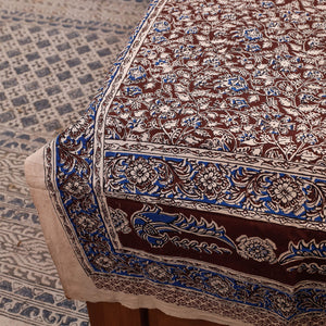Brown - Kalamkari Block Printed Cotton Single Bed Cover (90 x 60 in)