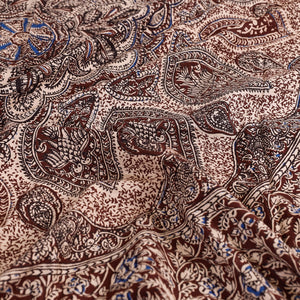 Brown - Kalamkari Block Printed Cotton Single Bed Cover (90 x 60 in)