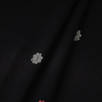 Black - Phulia Jamdani Handloom Pure Cotton Fabric