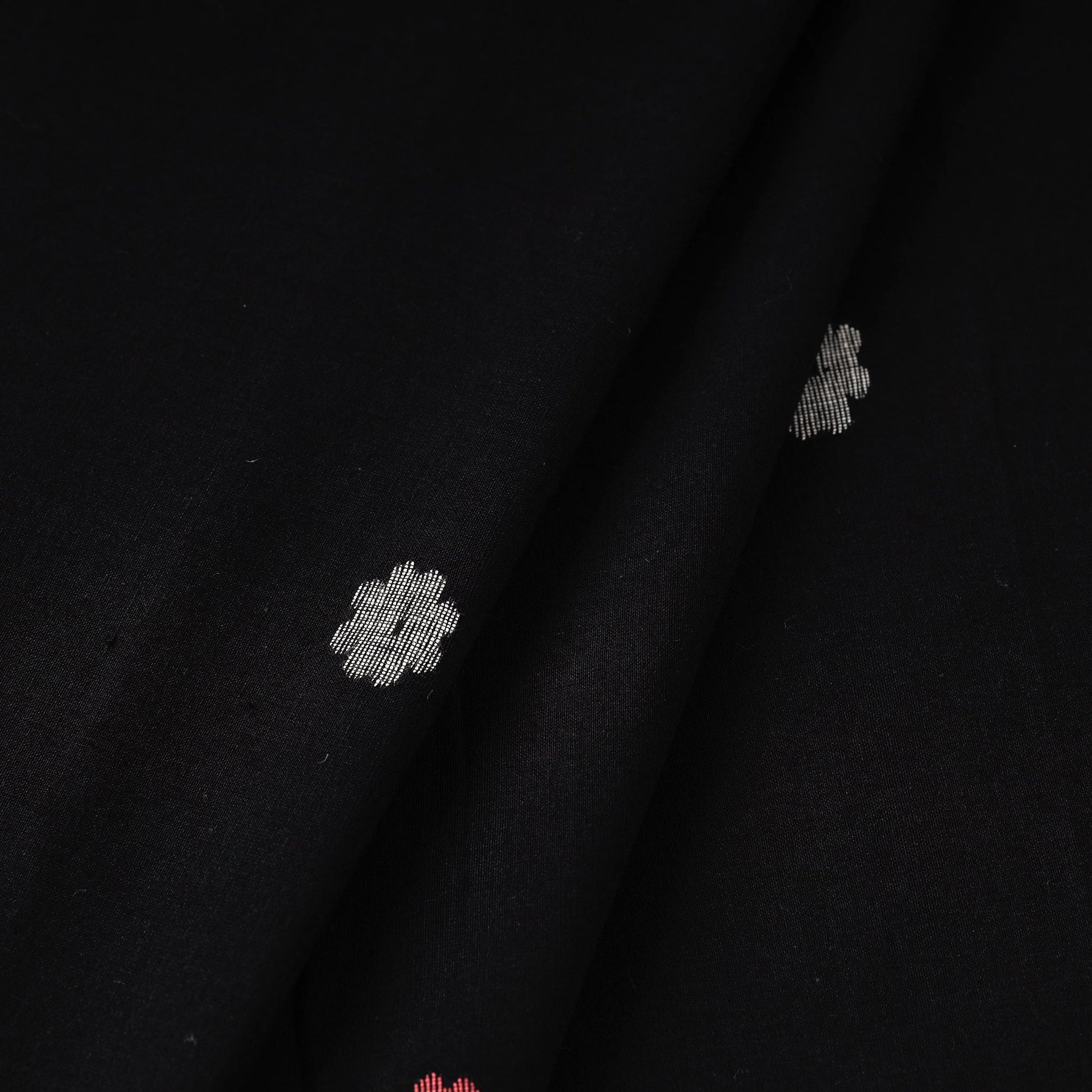 Black - Phulia Jamdani Handloom Pure Cotton Fabric