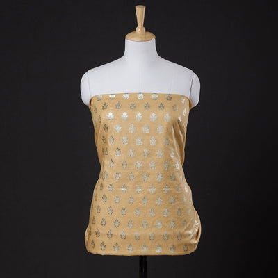 Beige - 3pc Cotton Zari Banarasi Dress Material