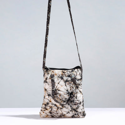 Beige - Handmade Quilted Cotton Sling Bag 06