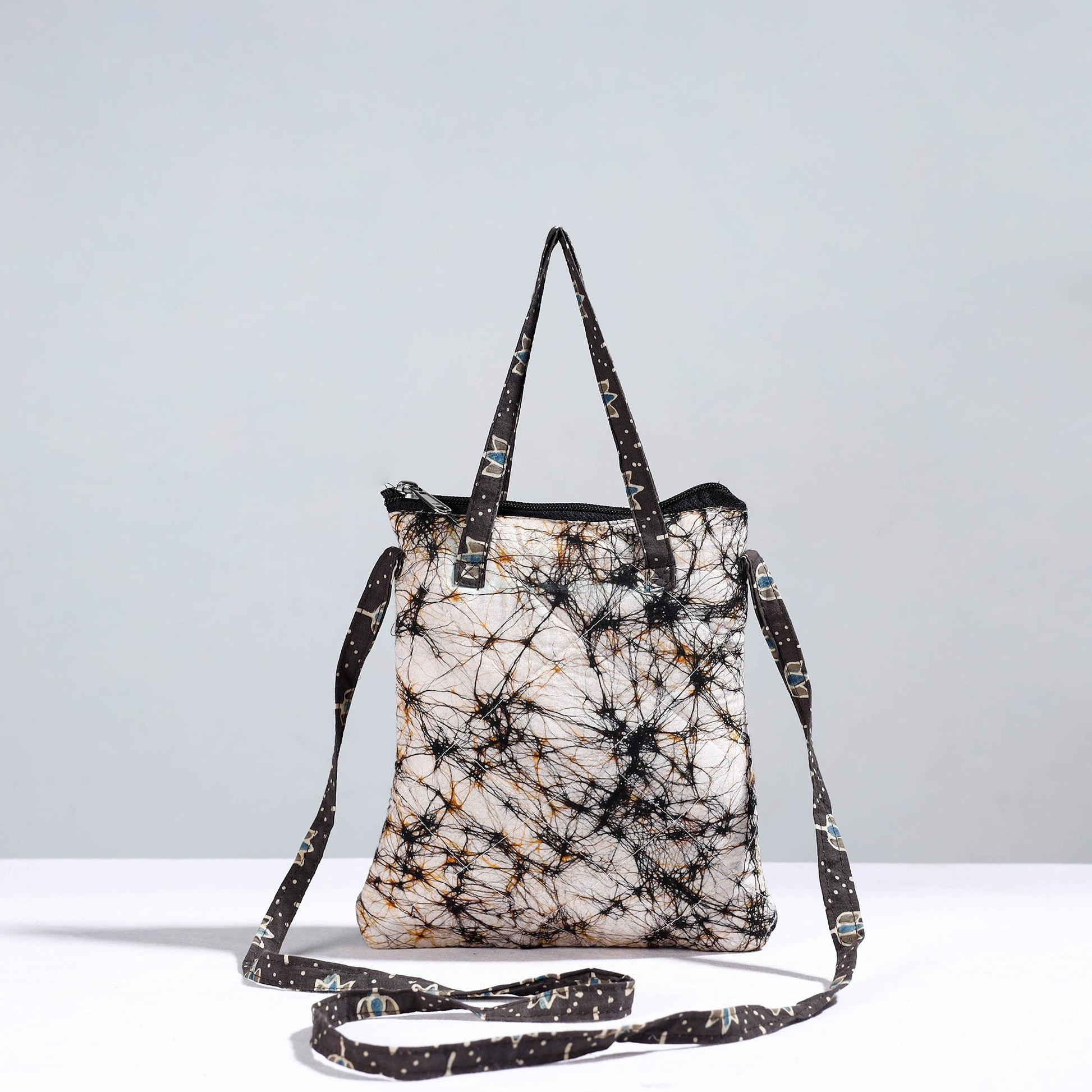Beige - Handmade Quilted Cotton Sling Bag 06