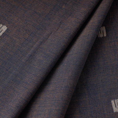 Brown - Bengal Jamdani Buti Pure Handloom Cotton Fabric
