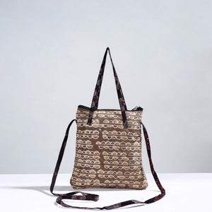 Brown - Handmade Quilted Cotton Sling Bag 12