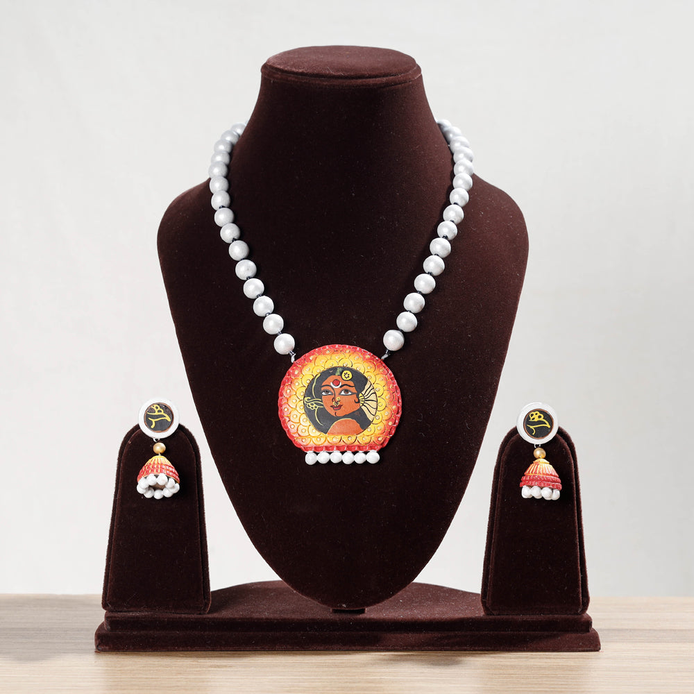 Bishnupur Handpainted Terracotta Necklace Set