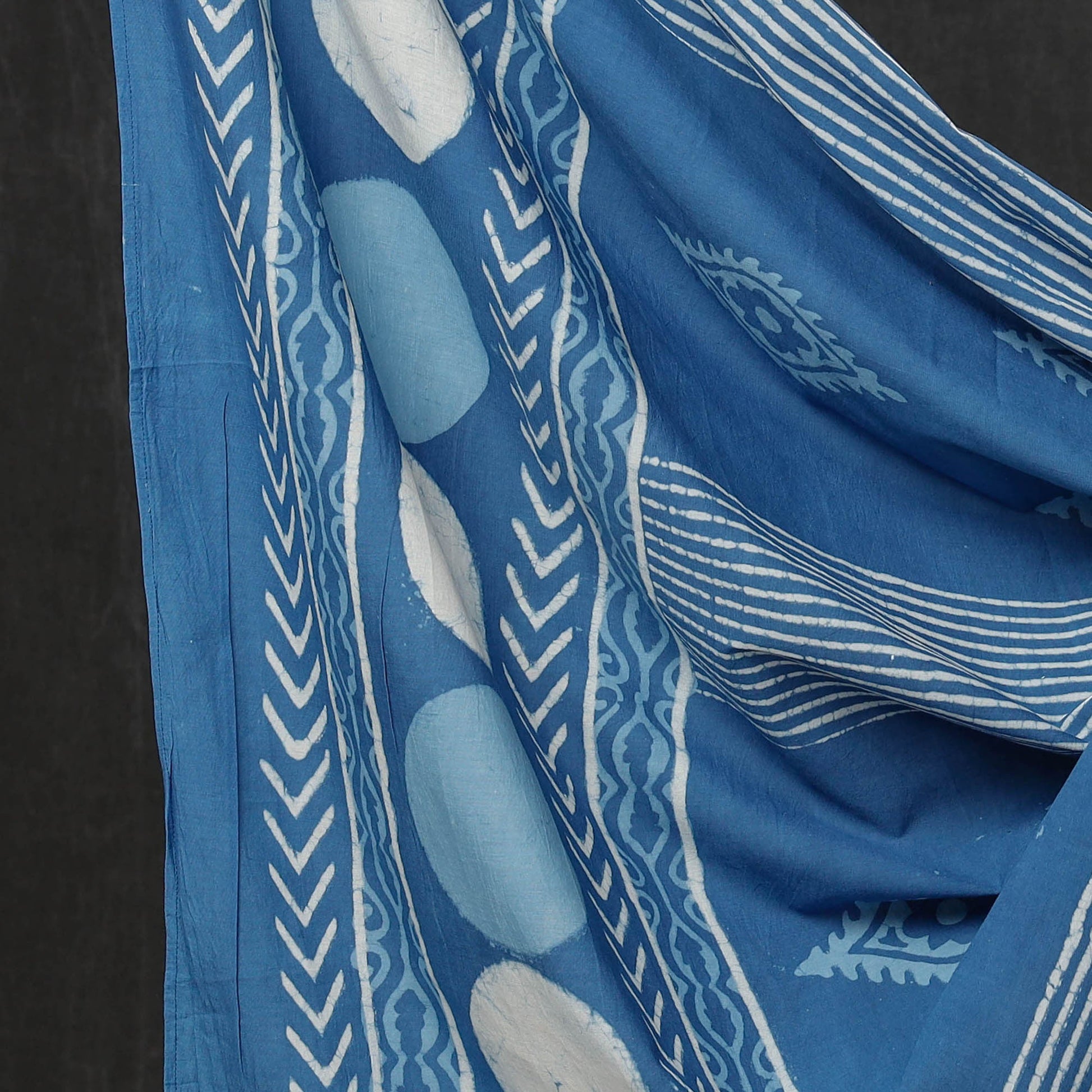 Blue - 3pc Cotton Block Printed Pipad Dress Material Set