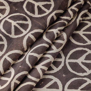 Brown - Peace कबूतर Wala - Bindaas Block Printed Natural Dyed Cotton Fabric