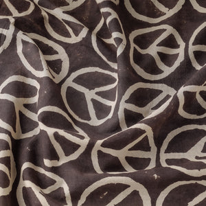 Brown - Peace कबूतर Wala - Bindaas Block Printed Natural Dyed Cotton Fabric