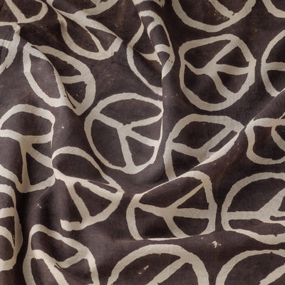 Brown - Peace कबूतर Wala - Bindaas Block Printed Natural Dyed Cotton Fabric