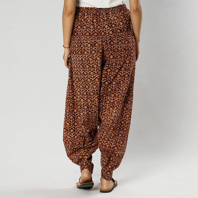 Brown - Pedana Kalamkari Block Printing Cotton Elasticated Salwar