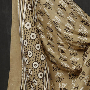 Brown - 3pc Cotton Block Printed Pipad Dress Material Set
