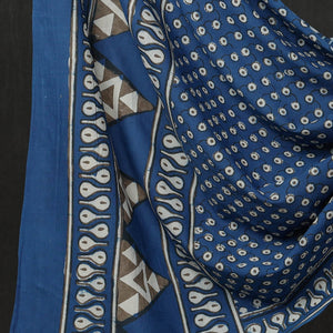 Blue - 3pc Cotton Block Printed Pipad Dress Material Set