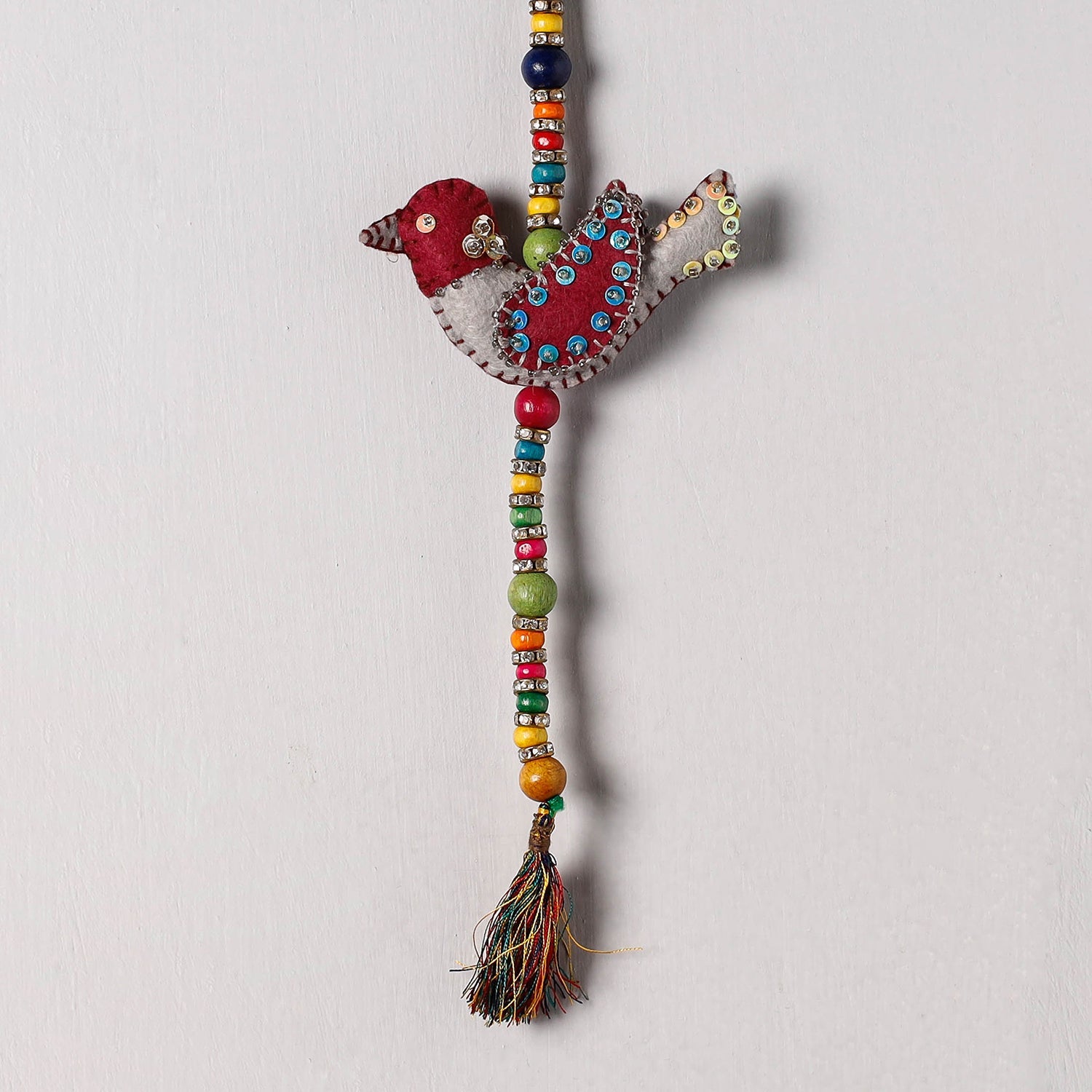Bird - Handmade Felt & Beadwork Wall Hanging